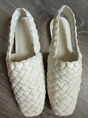 Vince Cream Woven Slingback Mules